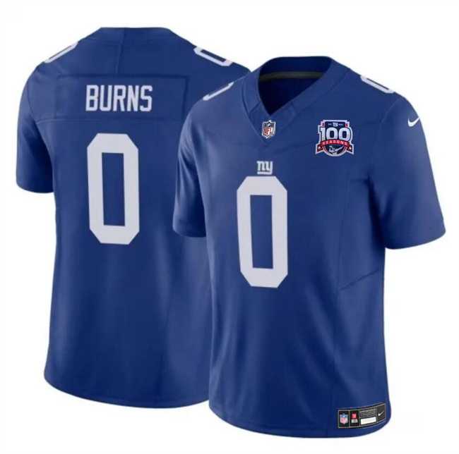 Men & Women & Youth New York Giants #0 Brian Burns Blue 2024 F.U.S.E. 100TH Season Patch Vapor Untouchable Limited Stitched Jersey